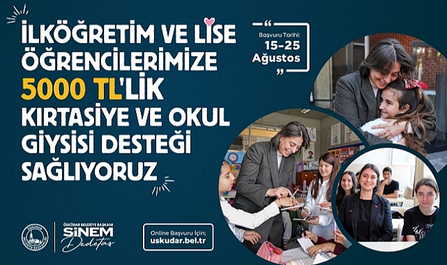 ÜSKÜDAR BELEDİYESİ’NDEN ÖĞRENCİLERE 5 BİN LİRA DESTEK